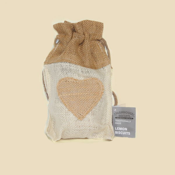 Cream hessian Bag with lemon biscuits