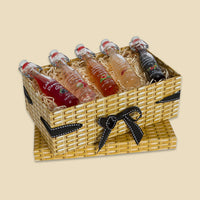 Small Wicker Effect Box with 5 Miniature Gin Liqueurs